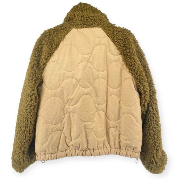 Universal Thread Women’s Tan Olive Quilted Full Zip Faux Fur Moto Jacket Medium - Picture 4 of 16